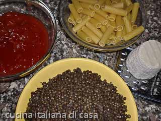 maccheroni con le lenticchie: ingredienti